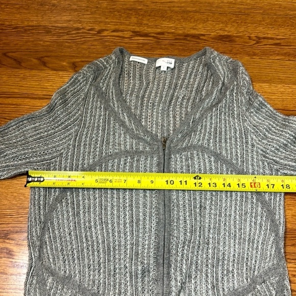 TSE Wool Silk Blend Gray Zip Up Knit Lightweight Cardigan Sweater Size Large - Picture 8 of 9